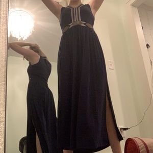 Navy Blue Maxi Dress w/ 2 Leg Slits